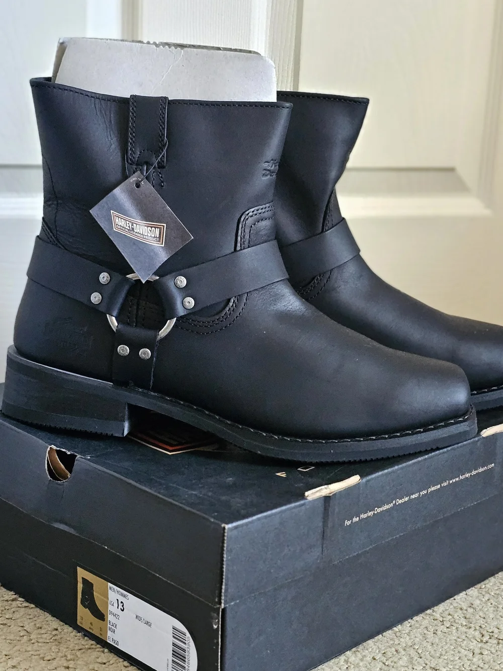 Harley-Davidson El Paso Leather Harness Motorcycle Boots Men's 13 Wide Black D94